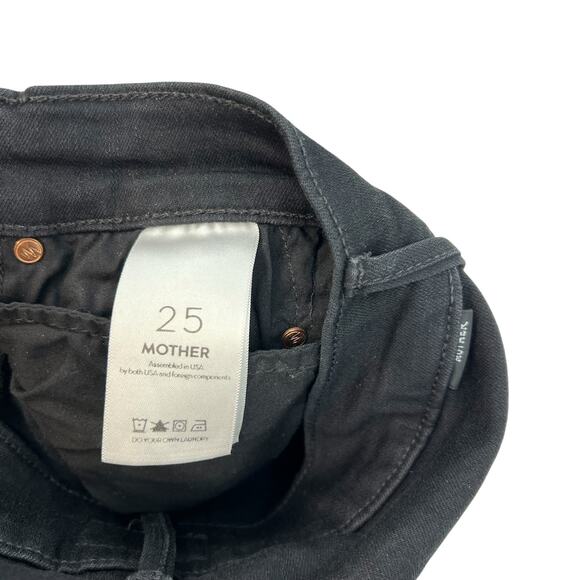 Mother Insider Crop Step Fray Jeans Guilty Racer Side Stripe Black Size 25 - Picture 11 of 13
